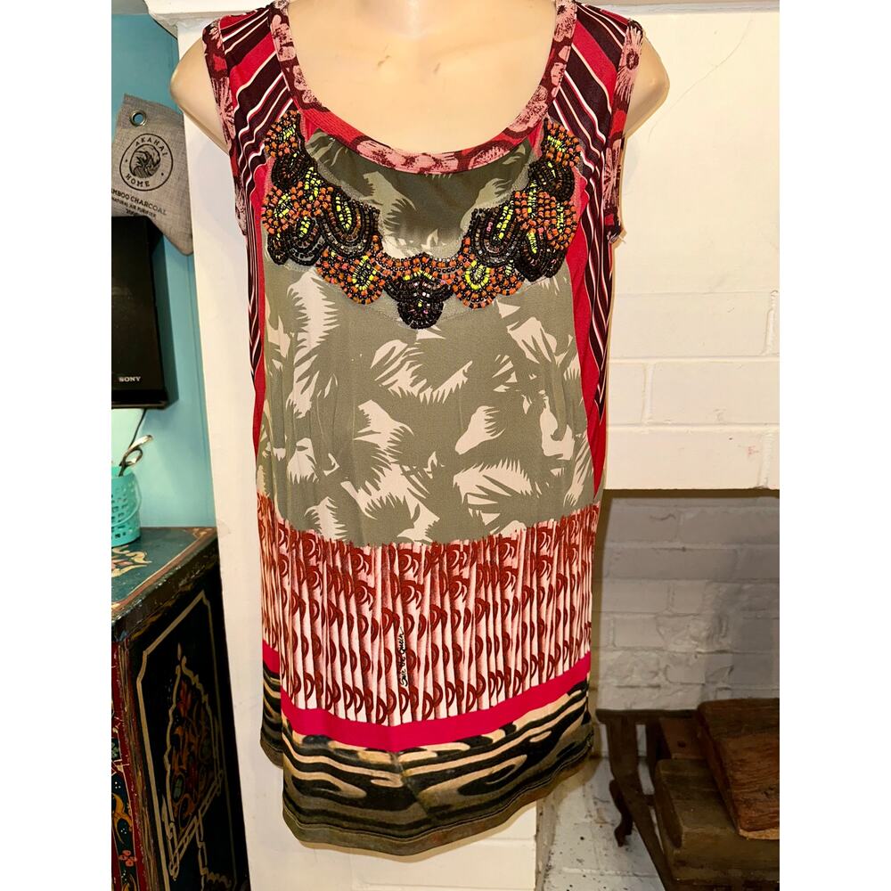 RARE VINTAGE 80's SAVE THE QUEEN MADE IN ITALY BEADED TOP S